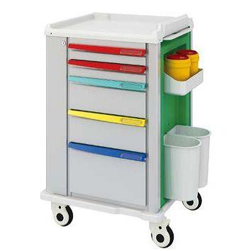 Orvosi kocsik a kerekeken a fiókok